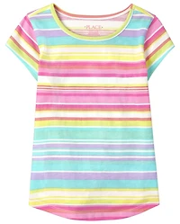 Girls Rainbow Striped Top