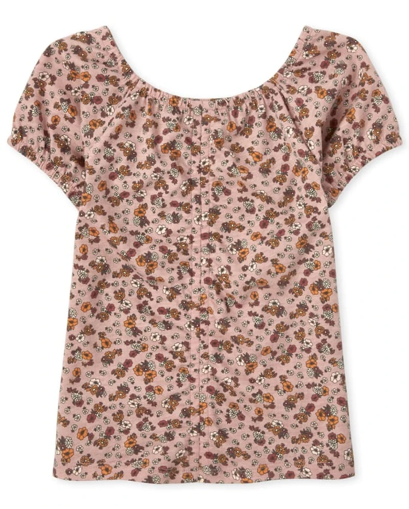 Girls Tie Dye Ruched Top