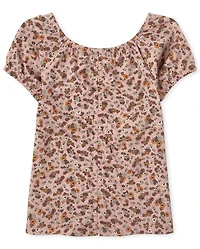 Girls Tie Dye Ruched Top