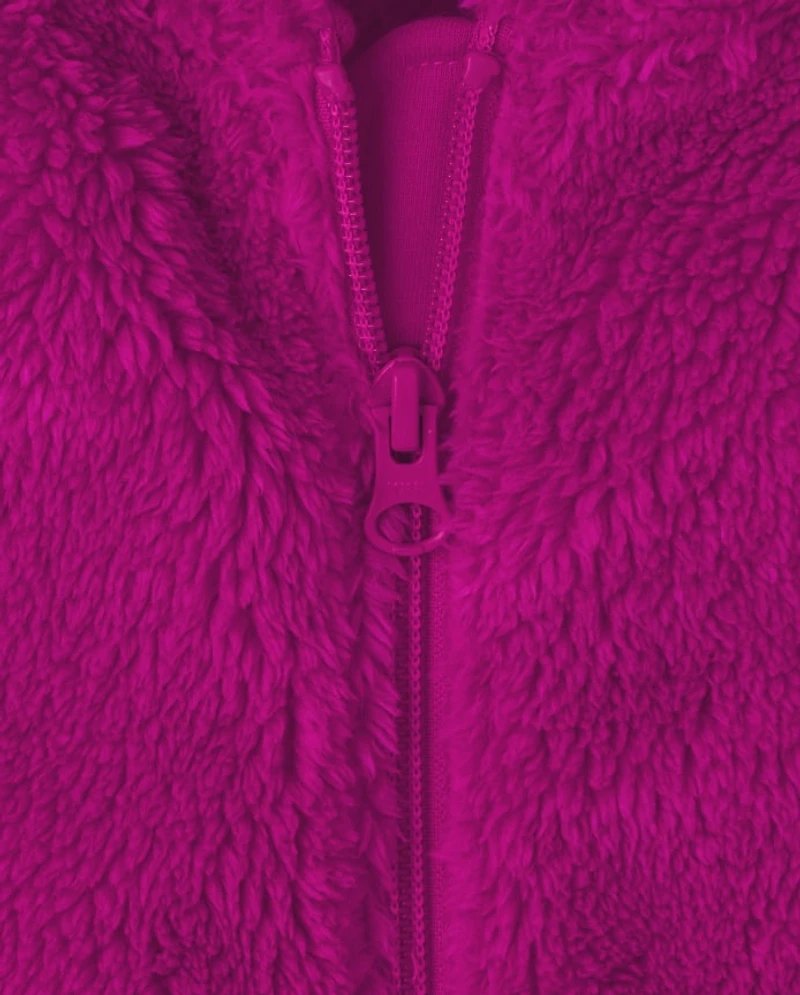 Girls Sherpa Zip-Up Hoodie