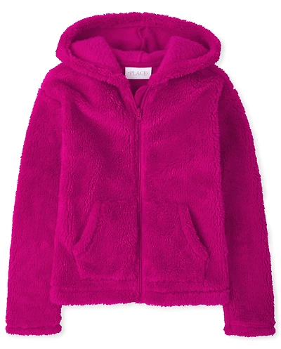 Girls Sherpa Zip-Up Hoodie