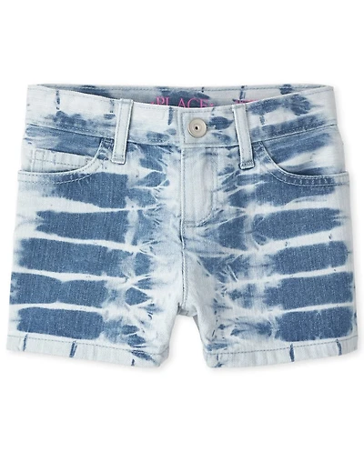 Short en denim tie-dye pour fille