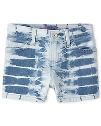 Short en denim tie-dye pour fille