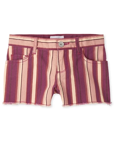 Girls Striped Twill Shortie Shorts