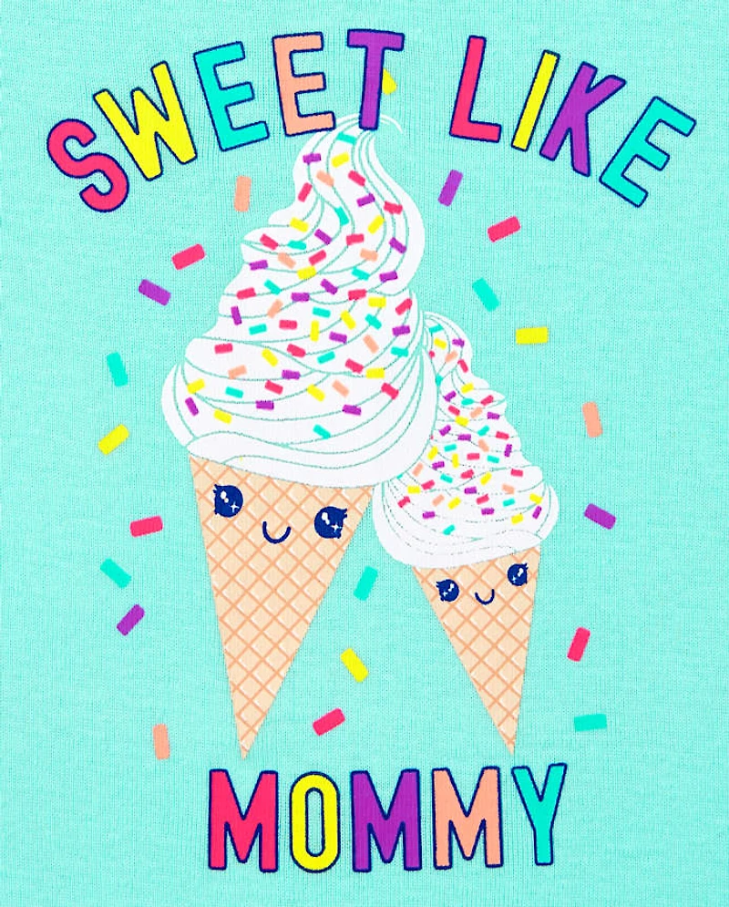 Baby And Toddler Girls Ice Cream Snug Fit Cotton Pajamas 2-Pack