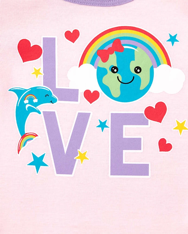 Ensemble de 2 pyjamas en coton ajustés Earth pour bébés et petites filles