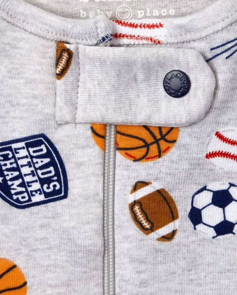 Baby And Toddler Boys Sports Snug Fit Cotton One Piece Pajamas 2-Pack