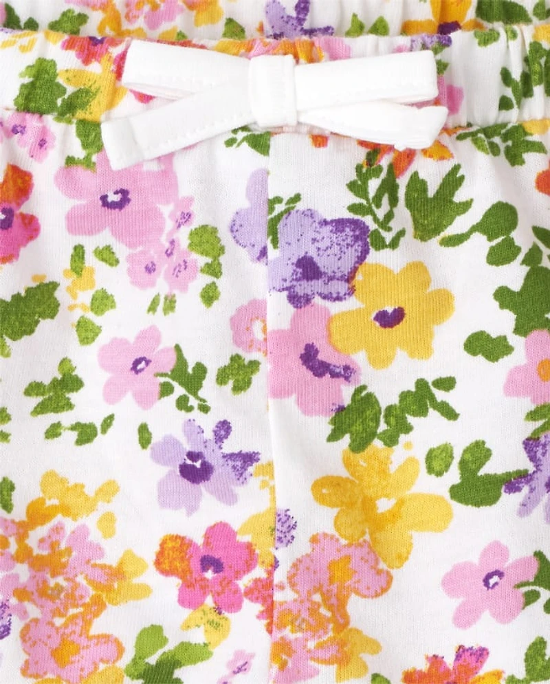 Lot de 3 shorts à volants fleuris pour bébé fille