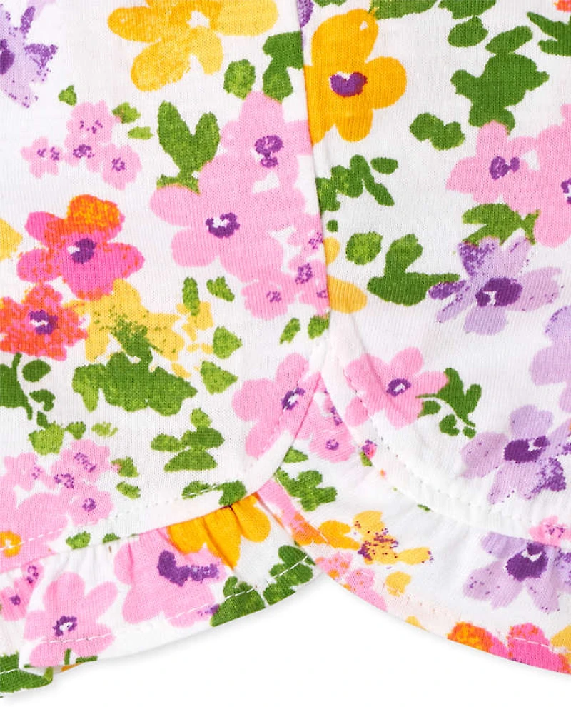 Lot de 3 shorts à volants fleuris pour bébé fille