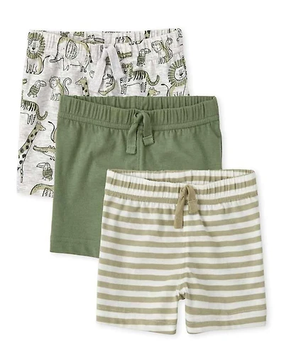 Baby Boys Safari Striped Shorts 3-Pack