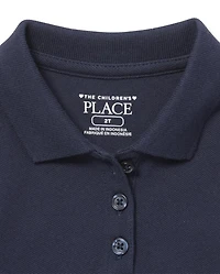 Toddler Girls Uniform Ruffle Soft Pique Polo Dress 2-Pack