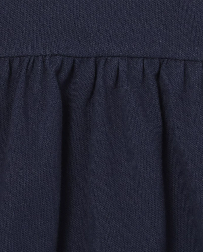 Toddler Girls Uniform Ruffle Soft Pique Polo Dress 2-Pack