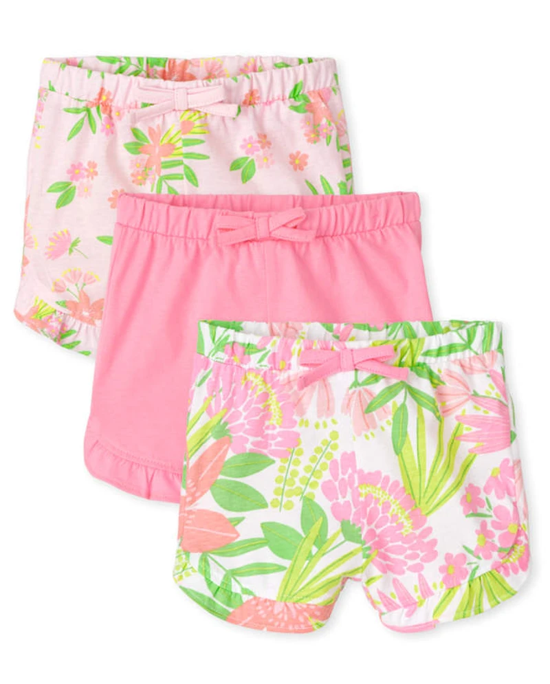 Lot de shorts à volants tropicaux pour bébé fille