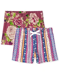 Girls Print Shorts 2-Pack