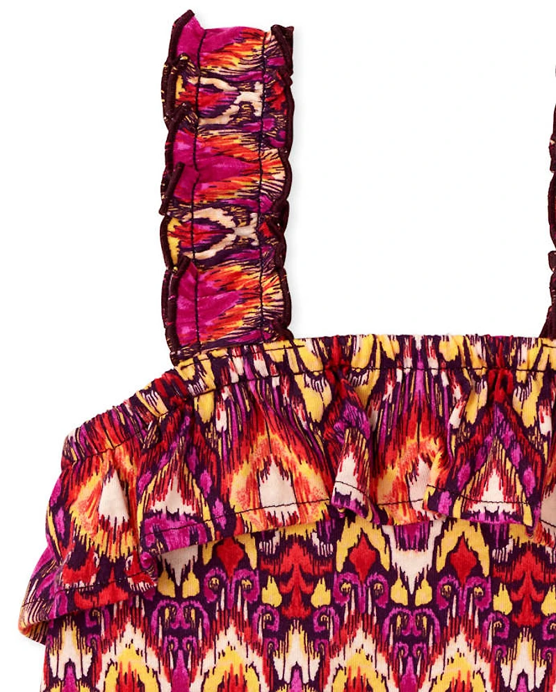 Girls Print Ruffle Tank Top 2-Pack