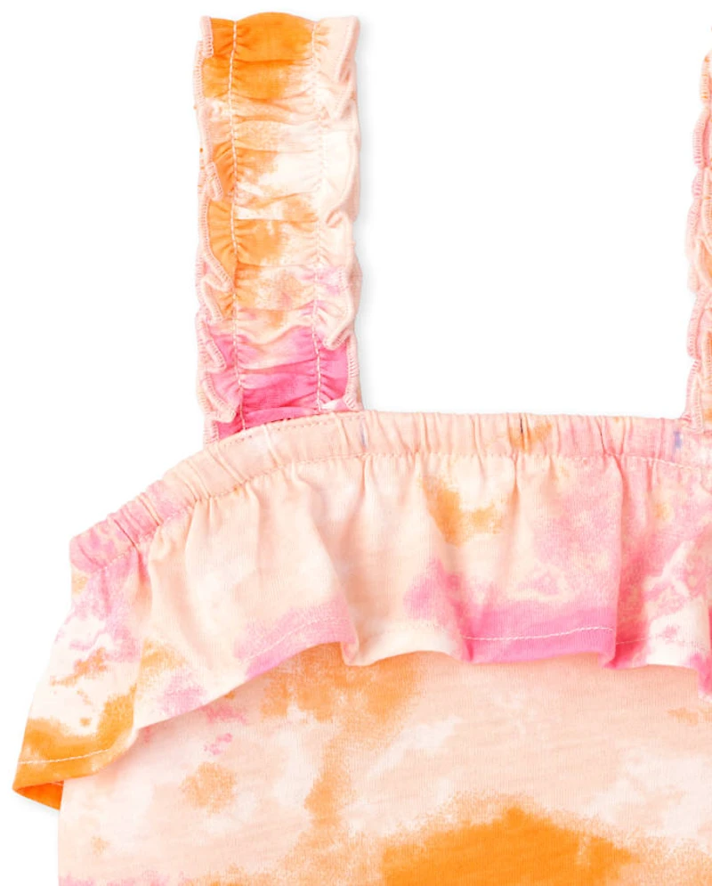 Girls Print Ruffle Tank Top 2-Pack