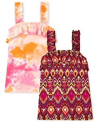 Lot de 2 débardeurs imprimés à volants pour fille