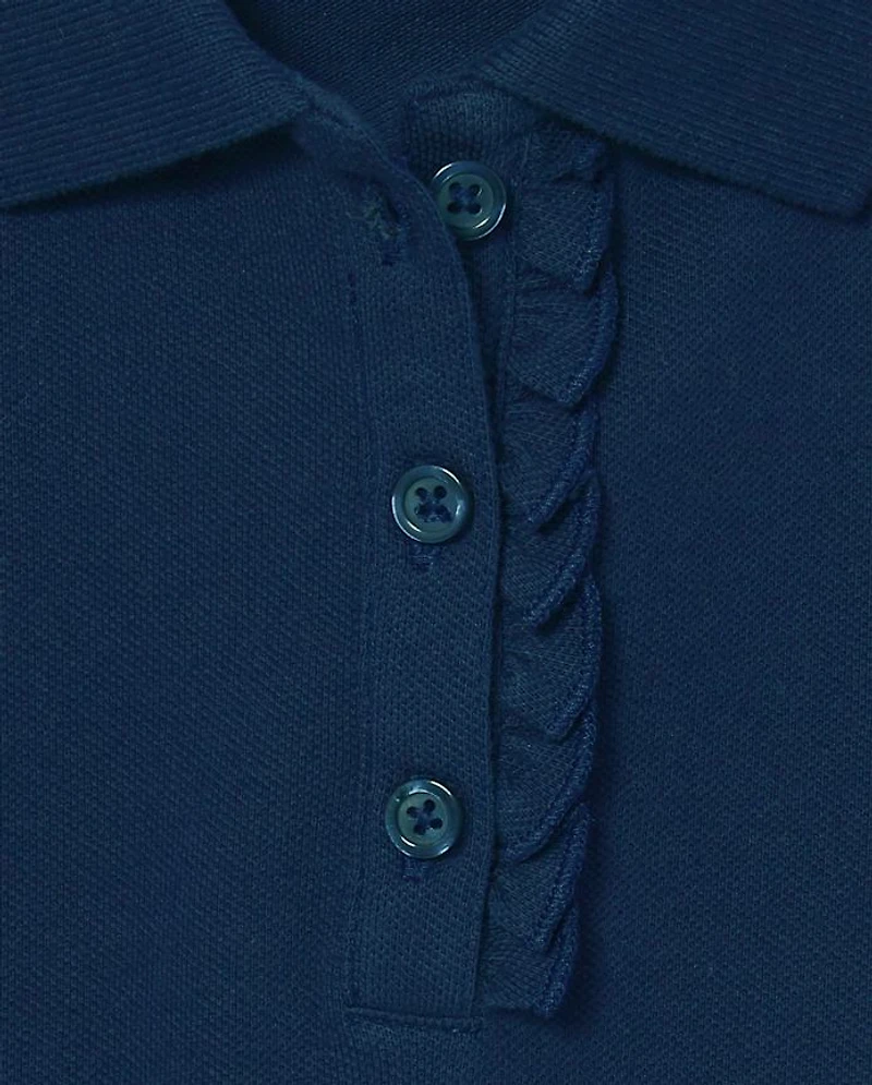 Girls Uniform Ruffle Pique Polo 6-Pack - Plus