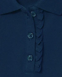 Girls Uniform Ruffle Pique Polo 6-Pack - Plus
