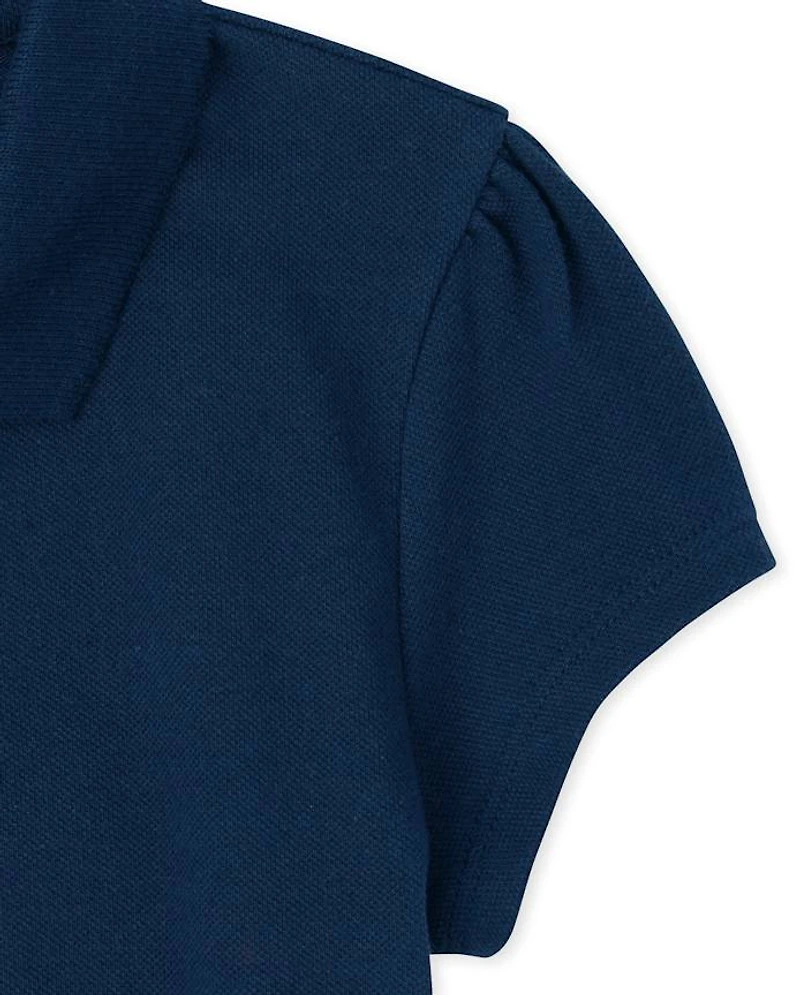 Girls Uniform Ruffle Pique Polo 6-Pack - Plus