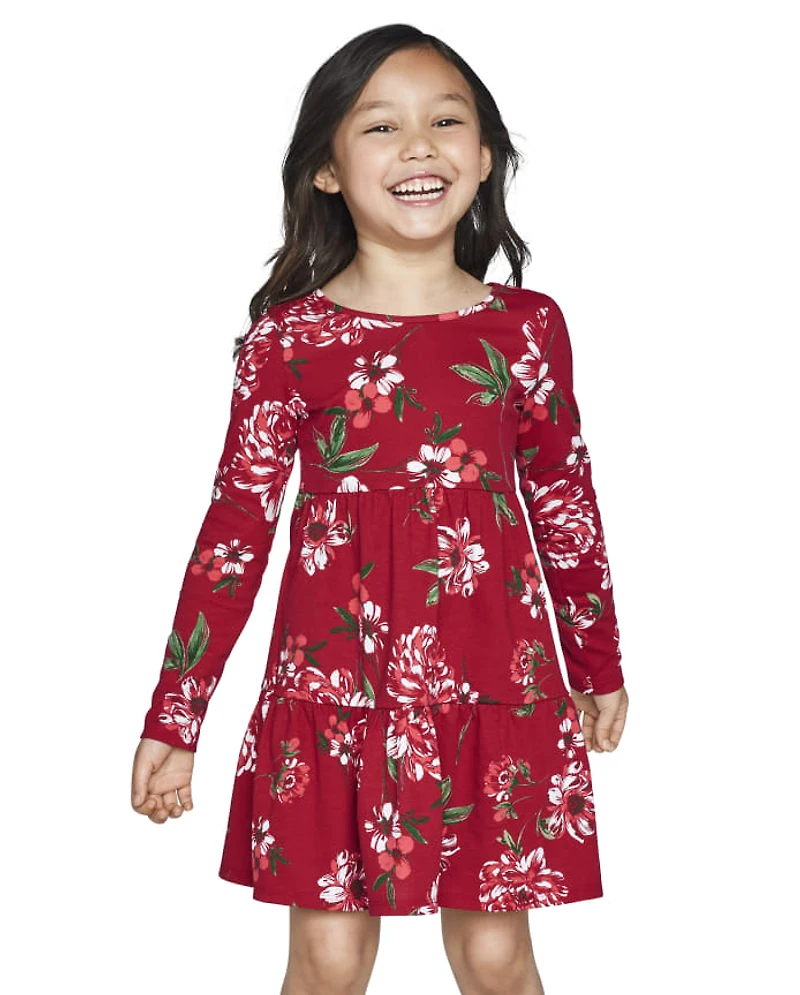 Baby And Toddler Girls Floral Tiered Dress