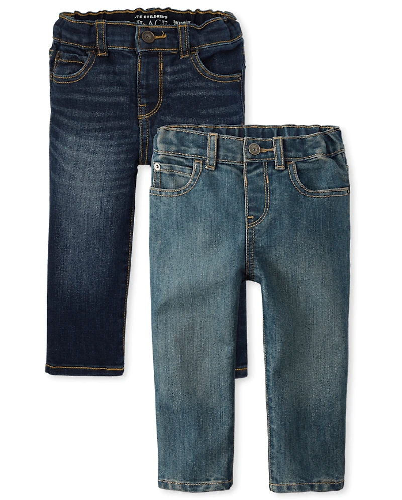 Lot de 2 jeans skinny stretch basiques pour bébés et tout-petits garçons