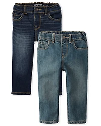 Lot de 2 jeans skinny stretch basiques pour bébés et tout-petits garçons