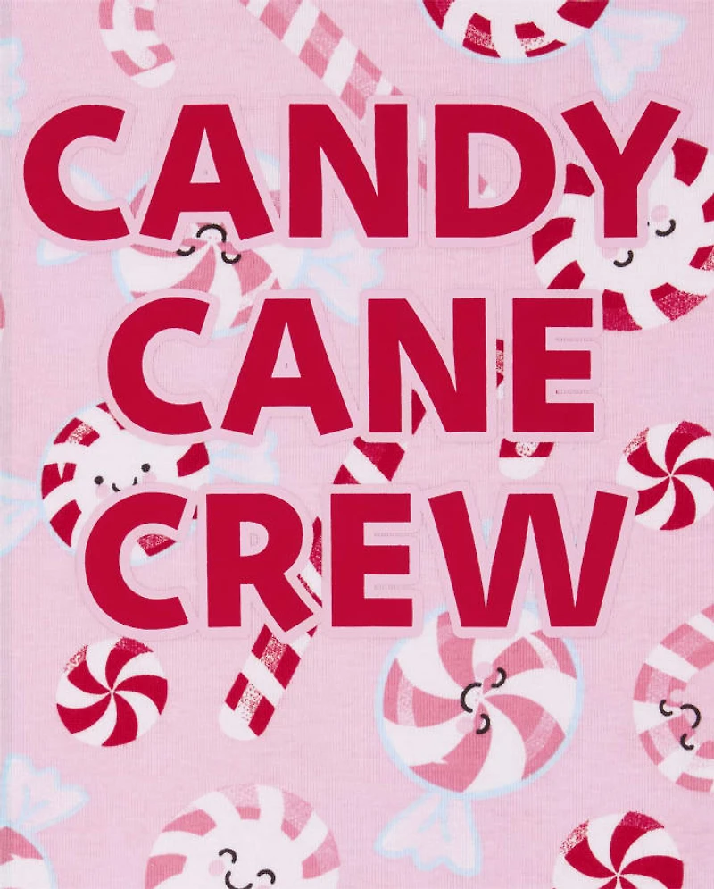 Girls Christmas Candy Cane Snug Fit Cotton Pajamas