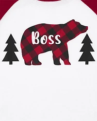 Kids Matching Family Bear Buffalo Plaid Snug Fit Cotton And Fleece Pajamas