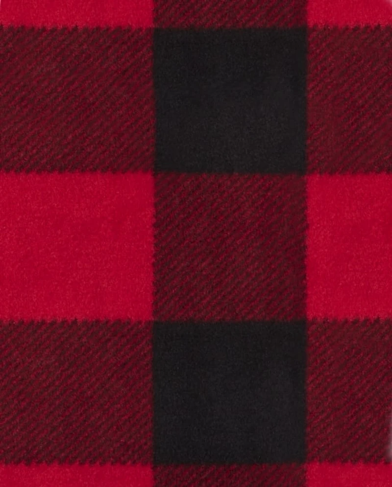 Kids Matching Family Bear Buffalo Plaid Snug Fit Cotton And Fleece Pajamas