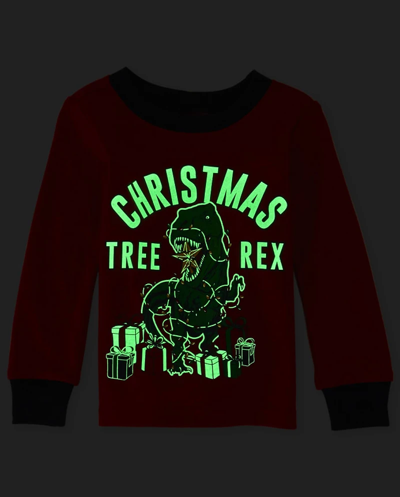 Baby And Toddler Matching Family Glow Christmas Tree-Rex Snug Fit Cotton Pajamas