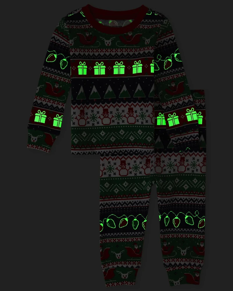 Baby And Toddler Glow Christmas Fairisle Snug Fit Cotton Pajamas