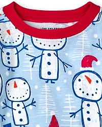 Pyjama en coton ajusté bonhomme de neige unisexe pour bébé et tout-petit