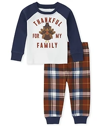 Baby And Toddler Matching Family Thanksgiving Snug Fit Cotton Pajamas