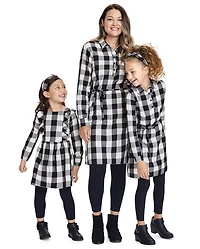 Womens Matching Family Buffalo Plaid Shirt Dress