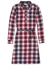 Womens Matching Family Plaid Shirt Dress