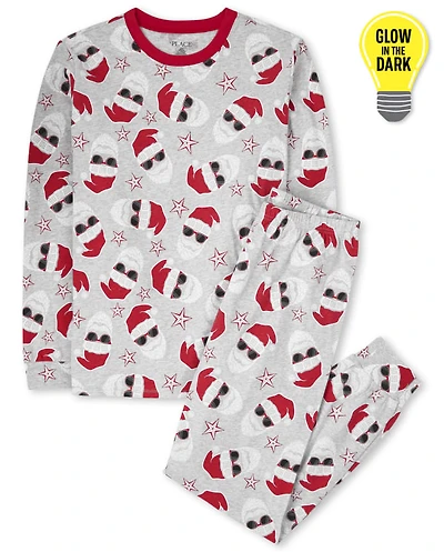 Adult Matching Family Glow Santa Cotton Pajamas