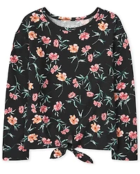 Girls Tie Front Thermal Top