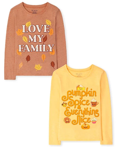Girls Fall Graphic Tee 2-Pack