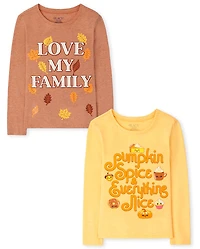 Girls Fall Graphic Tee 2-Pack