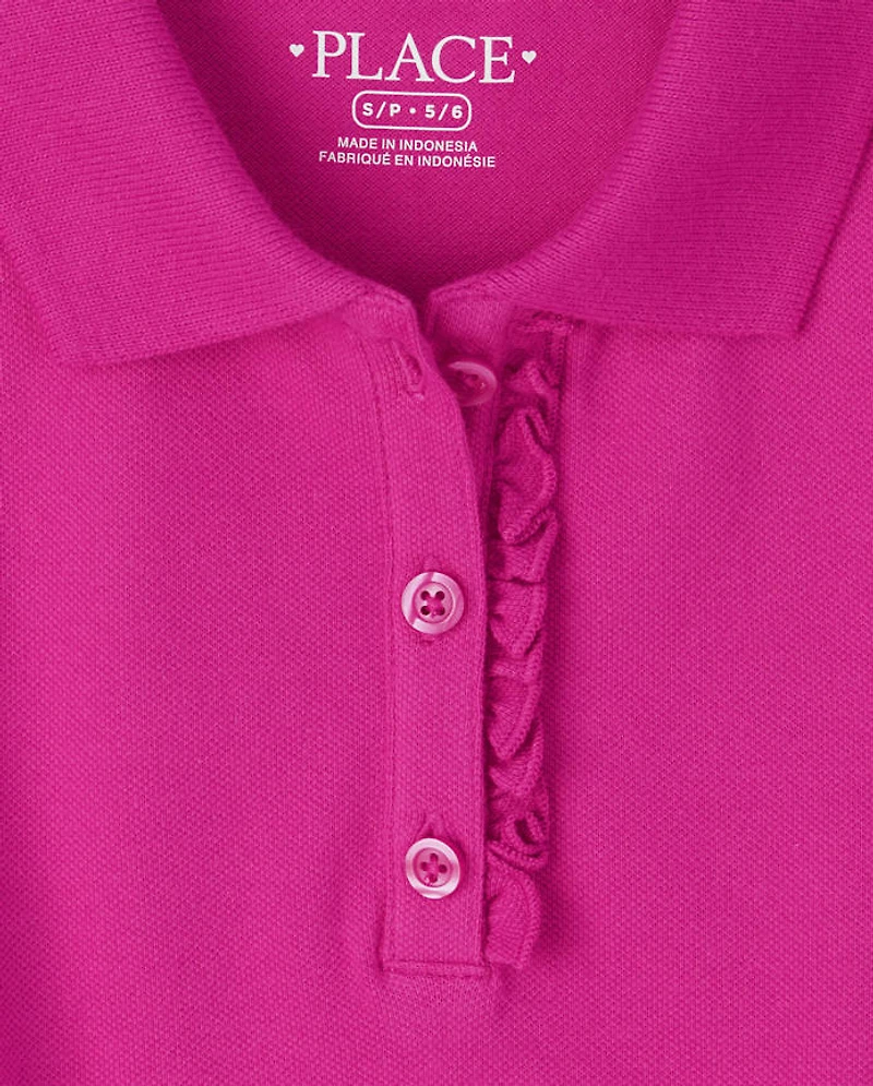 Girls Uniform Ruffle Pique Polo 3-Pack
