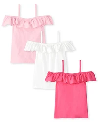 Girls Ruffle Off Shoulder Top 3-Pack