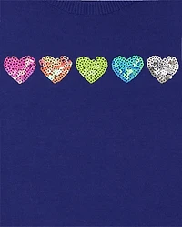 Girls Rainbow Heart Sweater Dress