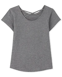 Girls Sequin Graphic Cross Back Top