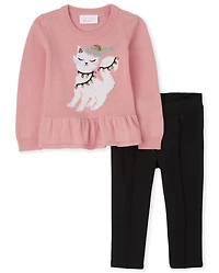 Toddler Girls Christmas Cat 2-Piece Set