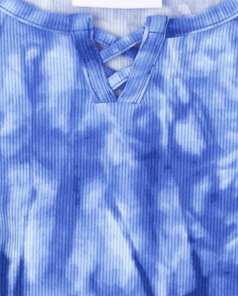 Girls Tie Dye Ribbed Top