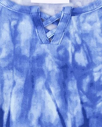 Girls Tie Dye Ribbed Top