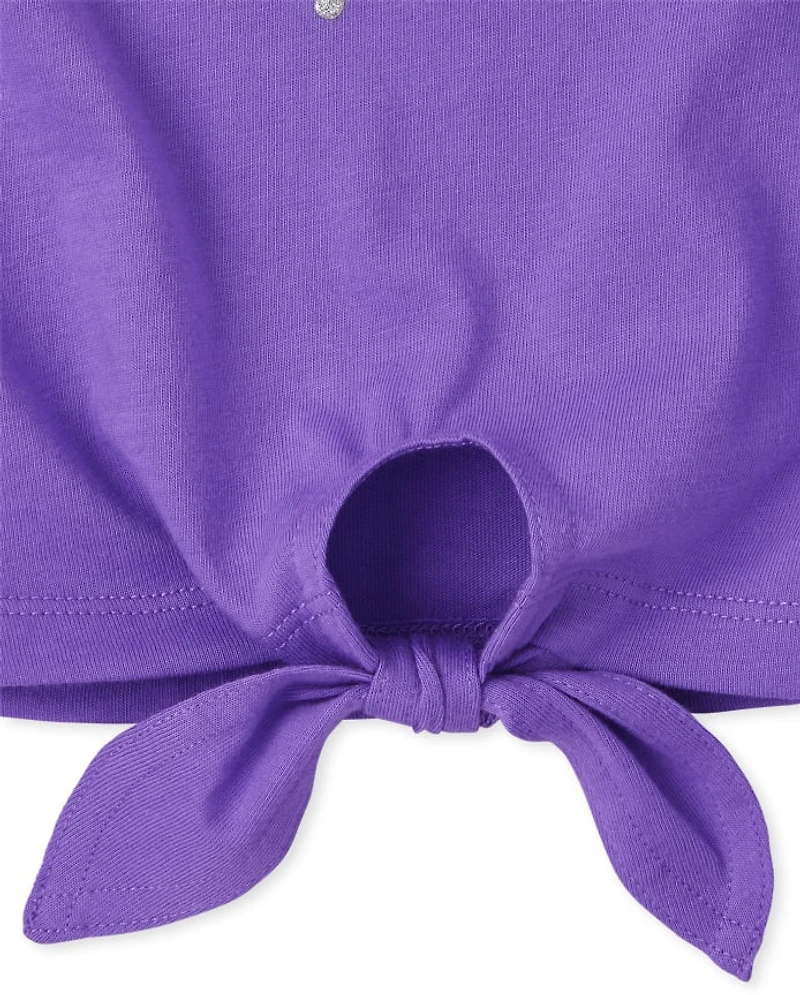 Girls Flip Sequin Tie Front Top