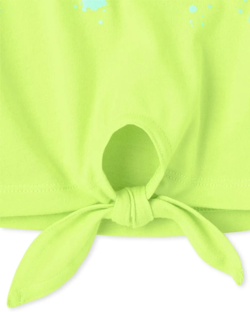 Girls Flip Sequin Tie Front Top