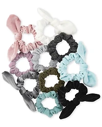 Girls Bow Velvet Scrunchie 10-Pack